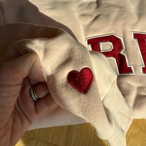 Parke Pink and Red Mockneck with Heart Sleeve S/M